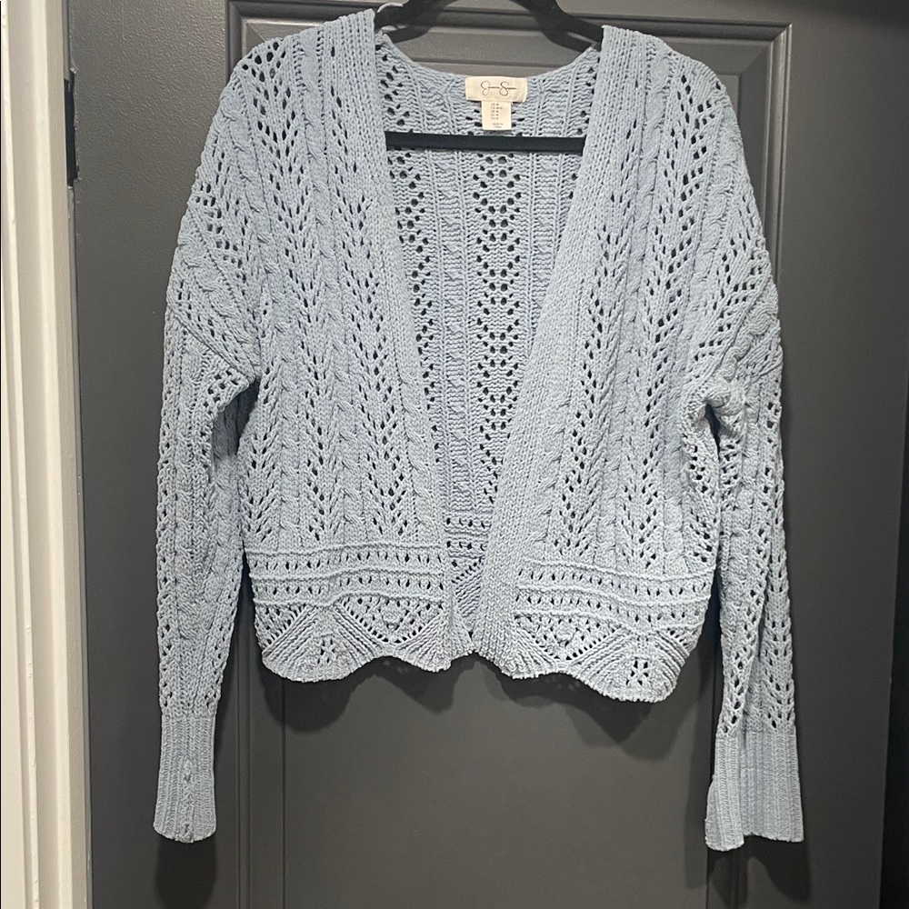 Jessica Simpson Sky Blue Open-Knit Cardigan
